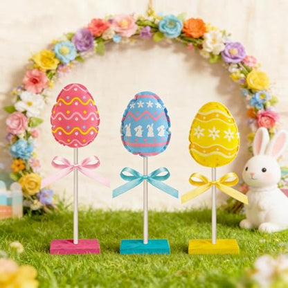 DECYOOL 3 Pcs Easter Egg Table Decor Easter Decorations for Home