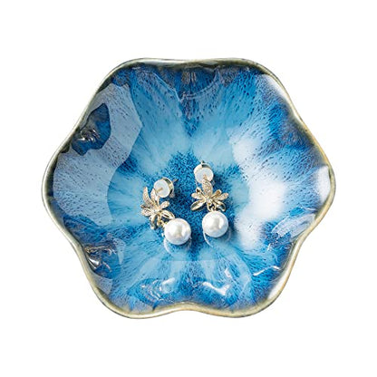 BEUNAIZER Jewelry Dish Tray, Ring Dish, Ceramic Trinket Tray, Key Bowl - color: Starry Blue