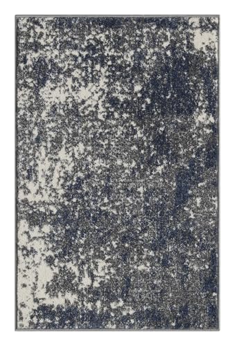 Keen Home Design Abstract Non-Shedding Entryway Rug, Soft Thick Pile, 2x3 - color: Abstract Navy/Gray, size: 2' x 3' (Rectangular)