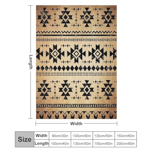 Tribal Aztec Throw Blanket, Southwestern Native Blanket, Vintage Ethnic Abstract Geometric Print Throws Cover for Couch Chair Sofa Bed Outdoor Beach Travel 30"x40" - color: Aztec-1, size: 30"x40"