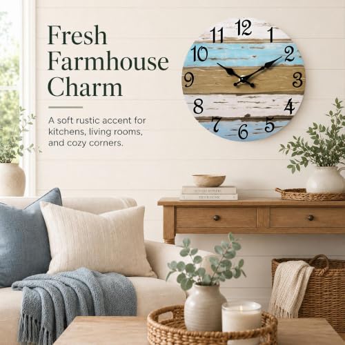 CHYLIN Wall Clock Silent Non-Ticking Battery Operated Rustic Wood Grain - color: C-rustic Wood Grain, size: 8 inch