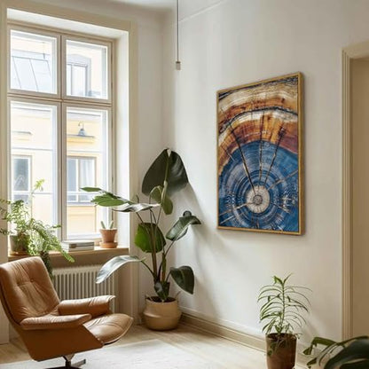 BingruiArt Faux Wood Tree Ring 02 Canvas Wall Art 24x36 Framed - color: Tree Ring - 03, size: 16"L x 12"W