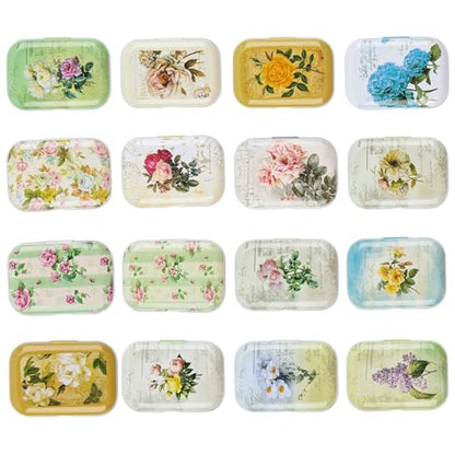Framendino, 5 Pack Mini Trinket Coin Box Small Retro Flowers Containers with Lid for Jewelry Storage Case Tinplate (Random Color) - color: Retro Pattern