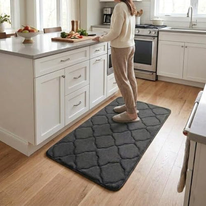 Thick Memory Foam Bath Mat, Absorbent Kitchen Shower Floor Rug, Dark Gray - color: Dark Gray