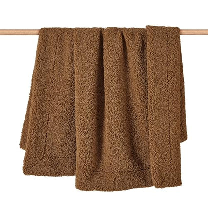 HiEnd Accents Teddy Umber 60x90 inch Boucle Throw Blanket - color: Umber, size: 60" x 90"