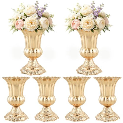 Gold Vases for Centerpieces, 6 Pcs Metal Trumpet Vase, 8.4" Tall - color: French Gold, size: 8.4in-6Pcs