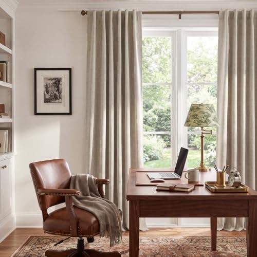 NICETOWN 100% Black Out Curtains 72 inch Long Linen Textured Set of 2 - color: Natural, size: 52"W x 72"L (Pack of 2)