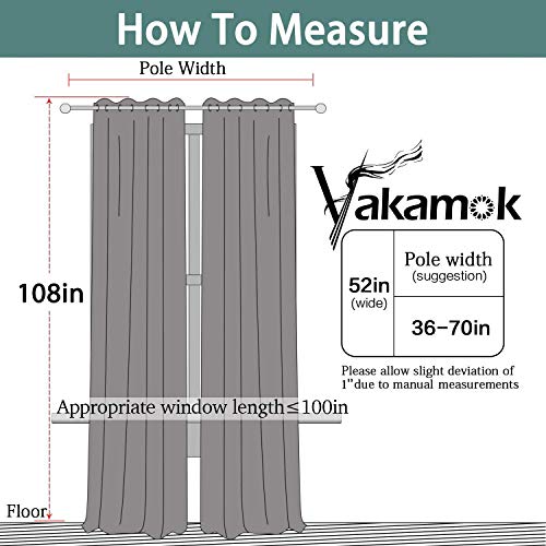 Yakamok Grey Room Darkening Curtains 52x108 inch Gray Grommet-Living Room - color: Grey, size: 52"W x 108"L (Pack of 2)