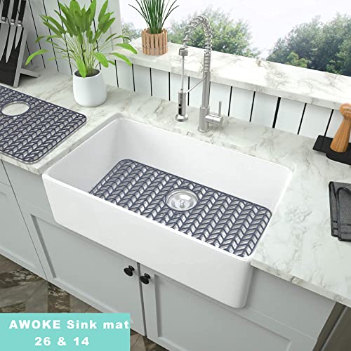 AWOKE Silicone Sink Protectors for Kitchen Sink, 26x14in Rear Drain - size: 26 x 14 Rear Drain