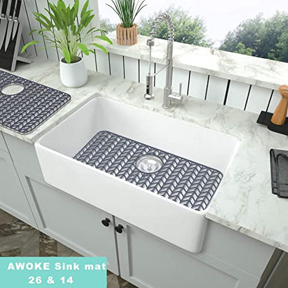 AWOKE Silicone Sink Protectors for Kitchen Sink, 26x14in Rear Drain - size: 26 x 14 Rear Drain