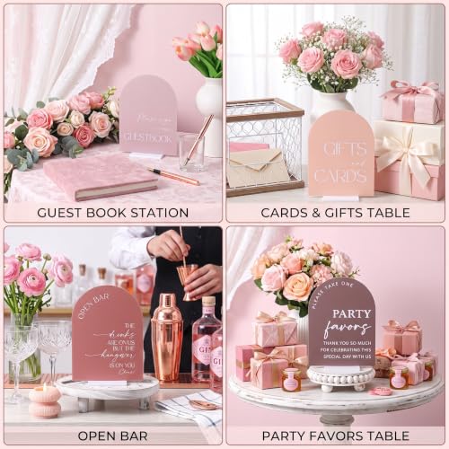 Weysat 4 Pcs Dusty Pink Acrylic Wedding Signs for Ceremony Reception - color: Dusty Pink