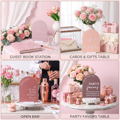 Weysat 4 Pcs Dusty Pink Acrylic Wedding Signs for Ceremony Reception - color: Dusty Pink