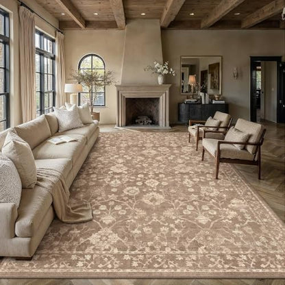HUGEAR 10x14 Brown Neutral Area Rugs Washable Rug Carpet - color: Brown, size: 10' x 14' (Rectangular)