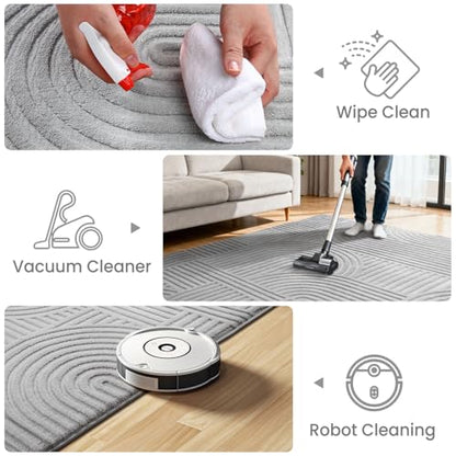 Sour Lemon 10x14 Area Rugs for Living Room Bedroom, Grey Rug Large Carpet - color: Light Grey, size: 10' x 14' (Rectangular)