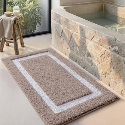 LUMI Bathroom Rug, Non Slip Absorbent Bath Mat, Dark Beige, 24"x36" - color: Dark Beige, size: 24"x36"