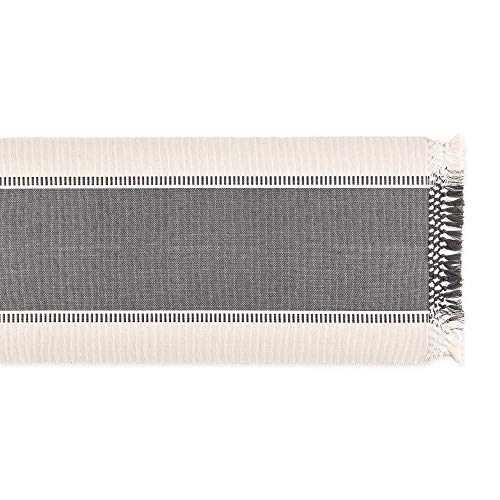 DII Dobby Stripe Table Runner, 13x72, Mineral Gray & Cream Background - color: Mineral Gray, size: 13x72"