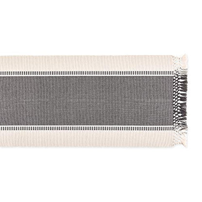 DII Dobby Stripe Table Runner, 13x72, Mineral Gray & Cream Background - color: Mineral Gray, size: 13x72"