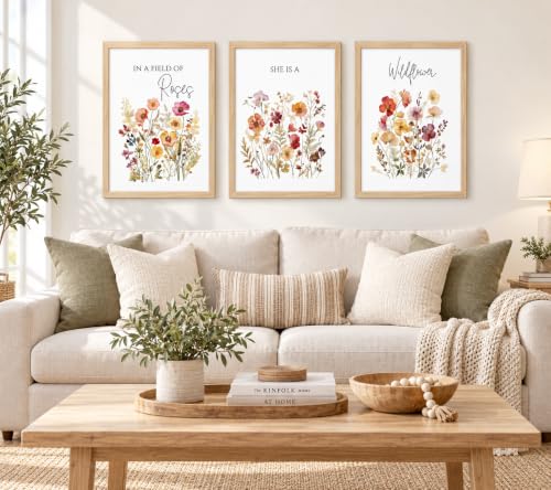 3Pcs Framed Canvas Wildflower Wall Art Botanical Poster Print 12x16 Inch - color: MEIGUIYEHUA, size: 16"L x 12"W
