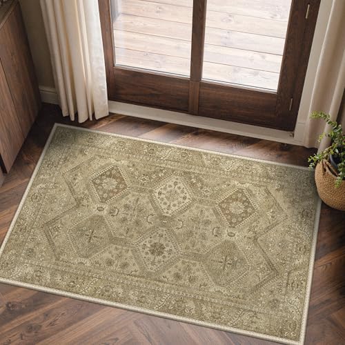 2x7 Runner Rug for Hallway Entryway Kitchen Rug Washable Runner Brown - color: Area Brown, size: 2' x 7' (Rectangular)