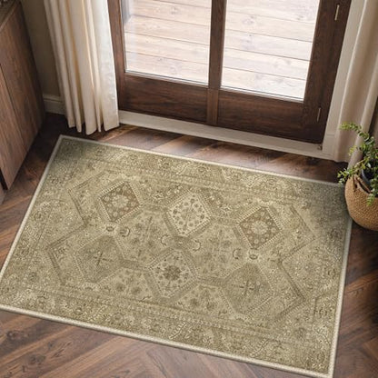 2x7 Runner Rug for Hallway Entryway Kitchen Rug Washable Runner Brown - color: Area Brown, size: 2' x 7' (Rectangular)