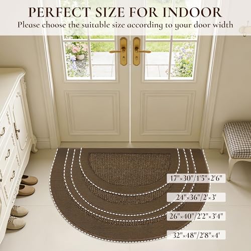 Dirt Trapper Door Mats 17" x 30", Non-Slip & Washable, Brown - color: Brown, size: 17" X 30" (Semicircular)