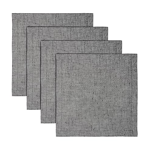 Solino Home 100% 순수 리넨 플레이스 매트 블랙, 아테나 35.6 x 35.6cm(14 x 14인치), 4개 세트 - color: 21: 블랙 샴브레이, size: 14" X 14" (Set of 4)