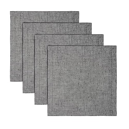 Solino Home 100% 순수 리넨 플레이스 매트 블랙, 아테나 35.6 x 35.6cm(14 x 14인치), 4개 세트 - color: 21: 블랙 샴브레이, size: 14" X 14" (Set of 4)
