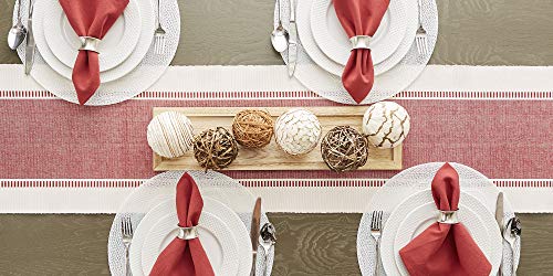 DII Dobby Stripe Table Runner, 13x72 Barn Red & Cream Background - color: Barn Red, size: 13x72"