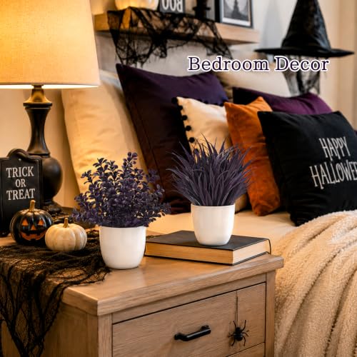 Der Rose 4 Pack Purple Artificial Plants in Pots, Halloween Fall Decor - color: Purple