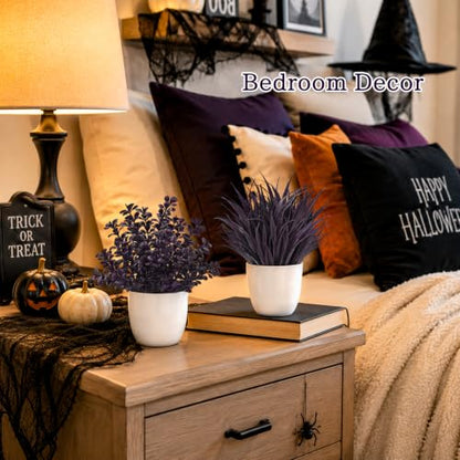 Der Rose 4 Pack Purple Artificial Plants in Pots, Halloween Fall Decor - color: Purple