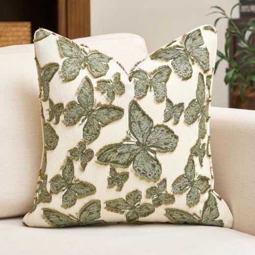 Aeckself Chenille Decorative Throw Pillow Cover, 20×20, Green - color: Green, size: 20" x 20" (Pack of 1)