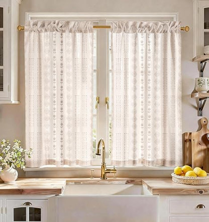 Miss Adola 45 Inch Length Kitchen Tier Curtains, Striped Farmhouse - color: Striped Farmhouse, size: 28"W x 45"L (Pack of 2)