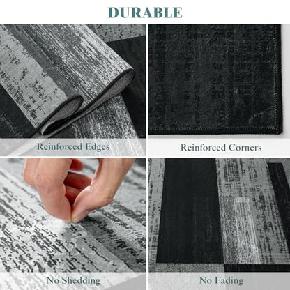 LIANLAM 10x12 Washable Area Rugs for Living Room&Bedroom(10x12,Black&Gray) - color: Black-gray, size: 10' x 12' (Rectangular)