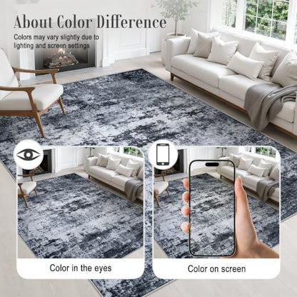 Area Rug Living Room: 3x5 Modern Washable Indoor Carpet Black - color: Black, size: 3' x 5' (Rectangular)