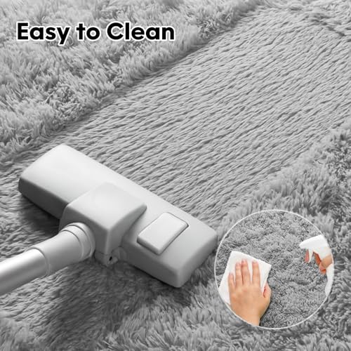 Area Rugs for Living Room, Bedroom, Grey Plush Fluffy Carpet - color: Grey, size: 6' x 9' (Rectangular)