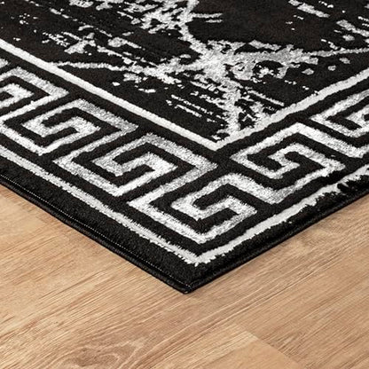 GLORY RUGS Area Rugs Marble 4x5 Black Gray Carpet Modern Abstract Rug Living Room Dining Bedroom Rug - color: Black Gray, size: 4' x 5' (Rectangular)