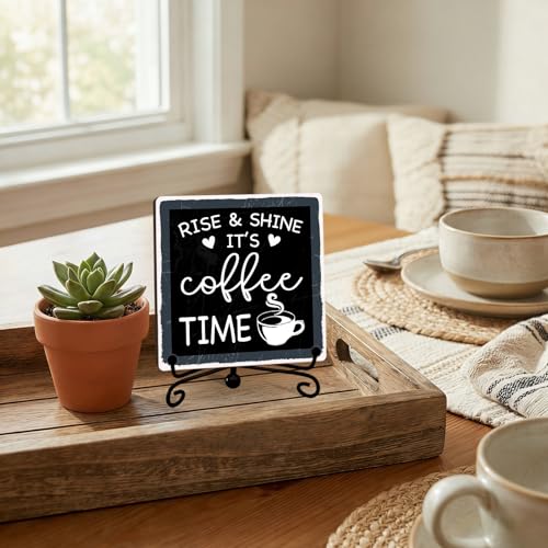 Funny Coffee Bar Decor, 5"x5" Coffee Bar Sign - color: Matte Charcoal Gray