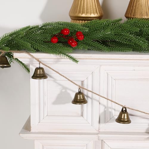 Christmas Decorations-Rustic Bells Garland for Xmas Tree Mantel Window Fireplace Home Wall Decor