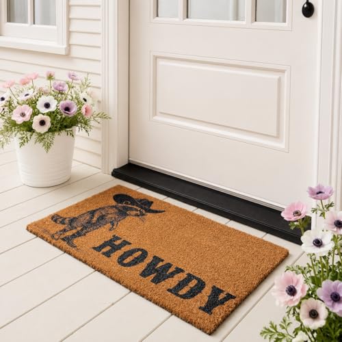 Welcome Coir Door Mat Outside and Indoor Entrance, Outdoor Mat for Front Door, Welcome Home Decorations, Colorful Outdoor Coir Doormat Porch Patio - Howdy Western Design, XXL 36x60 Inch - color: Howdy Design, size: 3' x 5' (Rectangular)