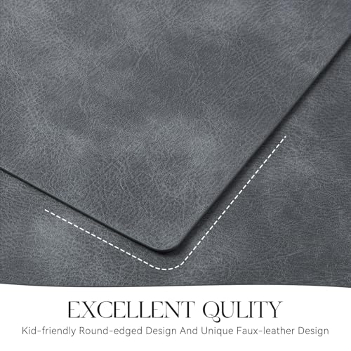 MOSAYT Vinyl Faux Leather Placemats, Set of 6, Grey - color: Gray