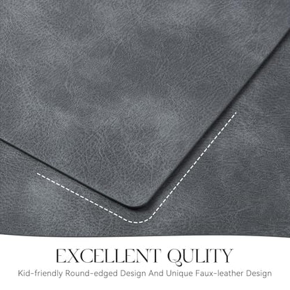MOSAYT Vinyl Faux Leather Placemats, Set of 6, Grey - color: Gray
