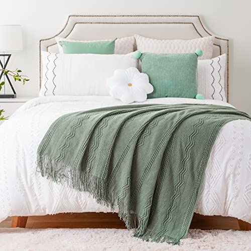 BATTILO HOME Sage Green Throw Blanket for Couch, 50"x60" - color: Sage, size: 50 x 60 in.