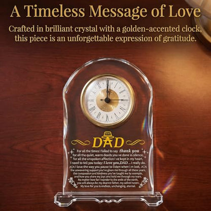 Dad Crystal Clock Gift from Daughter Son: Engraved Birthday, Father’s Day, for Dad, Meaningful Desk Keepsake for Dad Who Has Everything - color: Dad Gifts