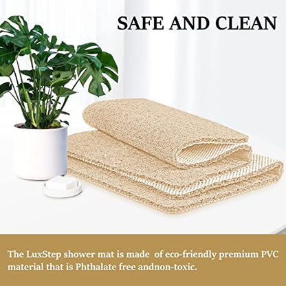 LuxStep Shower Mat Bathtub Mat Non-Slip Bath Mat with Drain, Quick Drying - color: Khaki, size: 24" x 24" (Rectangular)