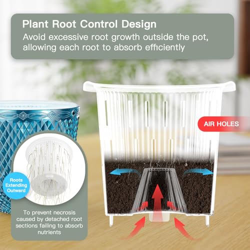 QCQHDU 2 Pack Self Watering Pots, 5.7 Inch, with Drainage Holes, Klein Blue - color: Klein Blue, size: 5.7in