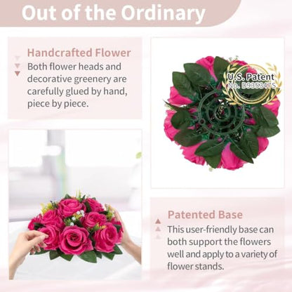 NUPTIO Flower Ball for Table Centerpieces: Hot Pink Artificial Rose - color: Hot Pink, size: 2 Pcs