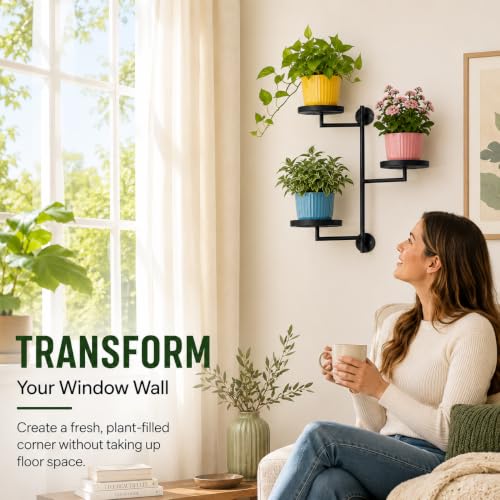 Window Plant Shelf, Wall Mounted Rotating Plant Holder Indoor