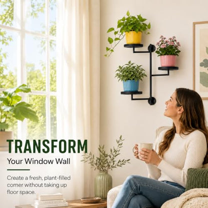 Window Plant Shelf, Wall Mounted Rotating Plant Holder Indoor
