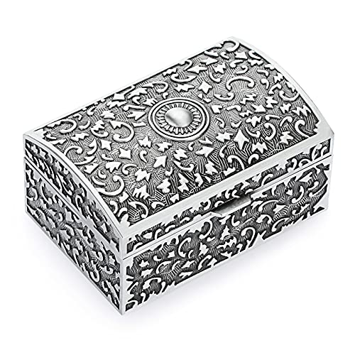 Hipiwe Vintage Metal Jewelry Box Small Trinket Storage Box for Women - size: Small