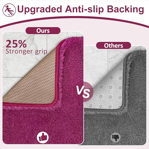 Bathroom Rugs Non Slip 24"x16" Soft Absorbent Bath Mat, Burgundy - color: Burgundy, size: 24" x 16" (Rectangular)